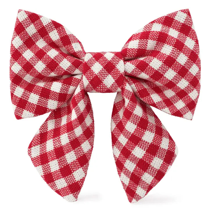 紅色格紋蝴蝶結 Red Gingham Lady Dog Bow
