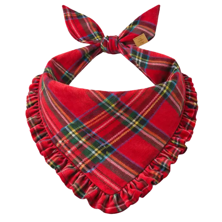 法蘭絨荷葉邊領巾  Tartan