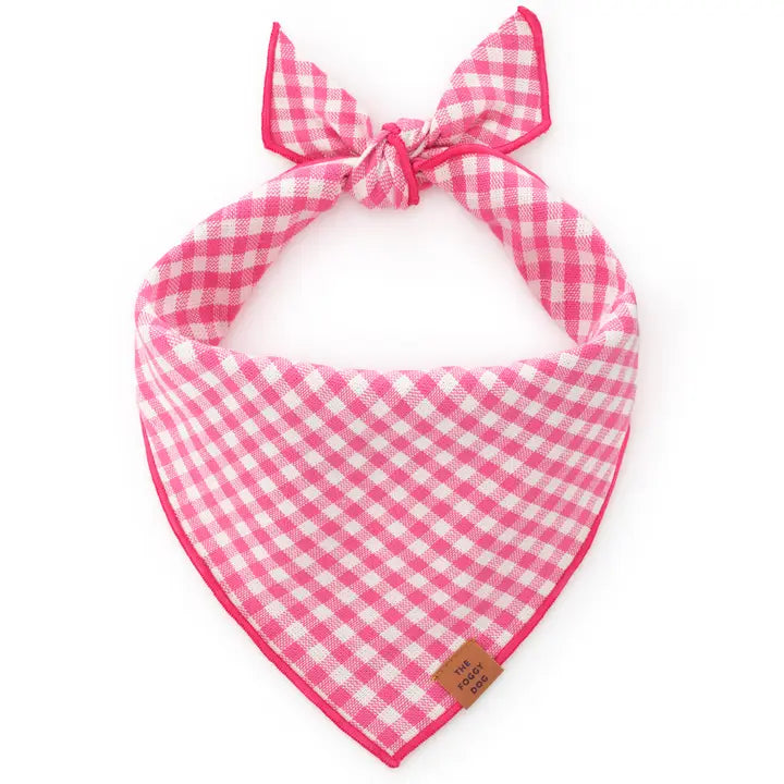 粉紅格紋純棉領巾 Hot Pink Gingham