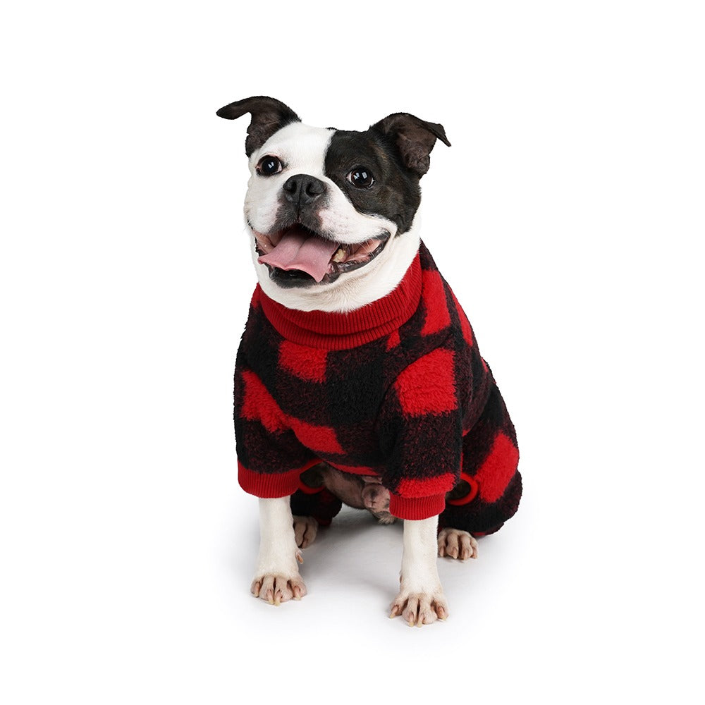 MONSTER 保暖格紋連身衣｜RED 紅色