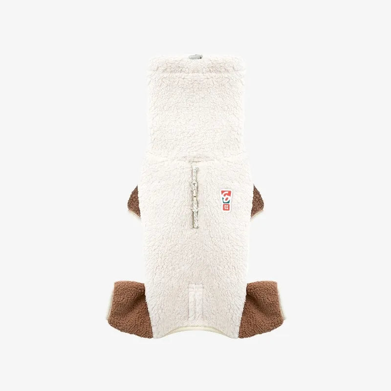 撞色絨毛四腳衣 象牙白 寵物冬衣 狗狗冬衣 寵物四腳衣 狗狗四腳衣