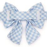 天空藍格紋蝴蝶結 Sky Blue Gingham Lady Dog Bow