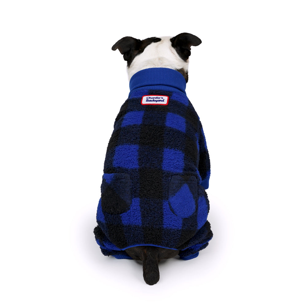 MONSTER 保暖格紋連身衣｜ BLUE 藍色