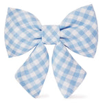 天空藍格紋蝴蝶結 Sky Blue Gingham Lady Dog Bow