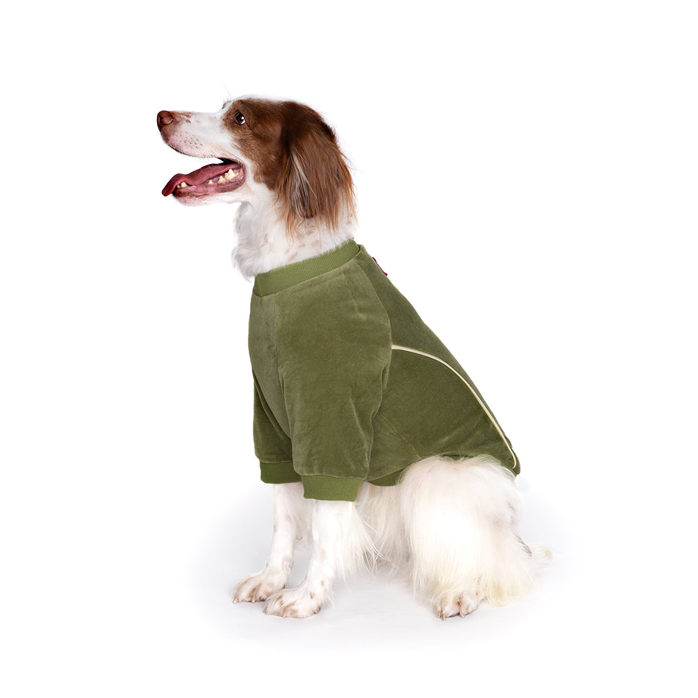 RUSH 天鵝絨運動風復古TEE｜KHAKI 卡其軍綠